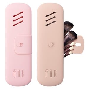 Brand New, Silicone, Travel Makeup Brush Holder in Pink (9" x 2" x 0.4"/6.74oz)